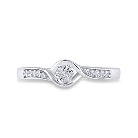 Sterling Silver Round Diamond Solitaire Promise Bridal Ring 1/20 Cttw - Splendid Jewellery