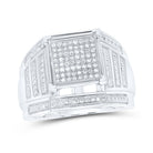 Sterling Silver Round Diamond Square Cluster Ring 3/8 Cttw - Splendid Jewellery