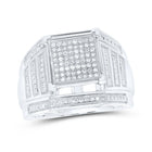 Sterling Silver Round Diamond Square Cluster Ring 3/8 Cttw - Splendid Jewellery