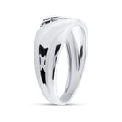 Sterling Silver Round Diamond Sterling Silver Men's Channel Set Wedding Band Ring 1/8 Cttw - Splendid Jewellery