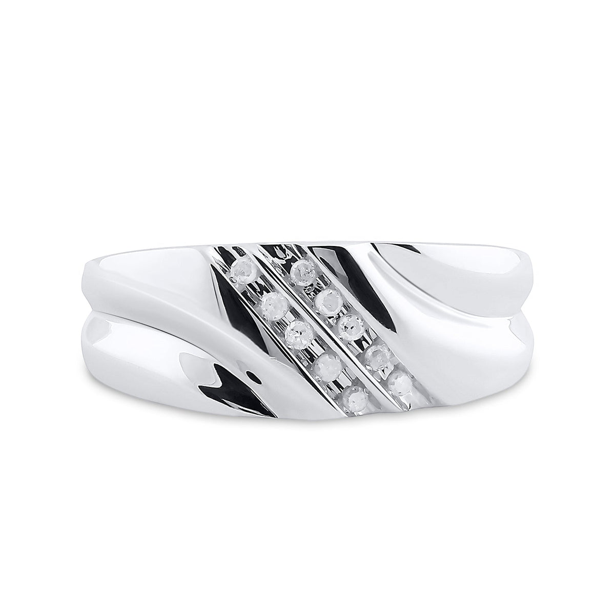 Sterling Silver Round Diamond Sterling Silver Men's Channel Set Wedding Band Ring 1/8 Cttw - Splendid Jewellery