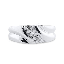 Load image into Gallery viewer, Sterling Silver Round Diamond Sterling Silver Men's Channel Set Wedding Band Ring 1/8 Cttw - Splendid Jewellery