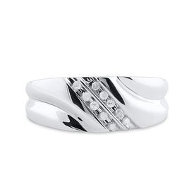 Sterling Silver Round Diamond Sterling Silver Men's Channel Set Wedding Band Ring 1/8 Cttw - Splendid Jewellery