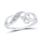 Sterling Silver Round Diamond Twist Fashion Band Ring . 0.03 Cttw - Splendid Jewellery
