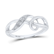 Load image into Gallery viewer, Sterling Silver Round Diamond Twist Fashion Band Ring . 0.03 Cttw - Splendid Jewellery