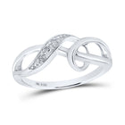 Sterling Silver Round Diamond Twist Fashion Band Ring . 0.03 Cttw - Splendid Jewellery
