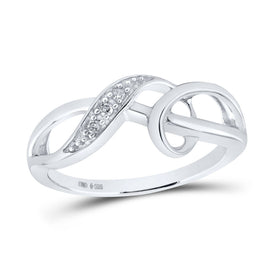 Sterling Silver Round Diamond Twist Fashion Band Ring . 0.03 Cttw - Splendid Jewellery