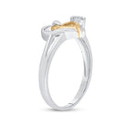 Sterling Silver Round Diamond Two Tone Double Heart Ring . 0.03 Cttw - Splendid Jewellery