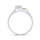 Sterling Silver Round Diamond Two Tone Double Heart Ring . 0.03 Cttw - Splendid Jewellery