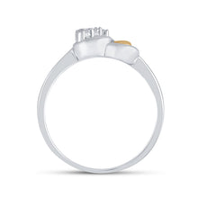 Load image into Gallery viewer, Sterling Silver Round Diamond Two Tone Double Heart Ring . 0.03 Cttw - Splendid Jewellery