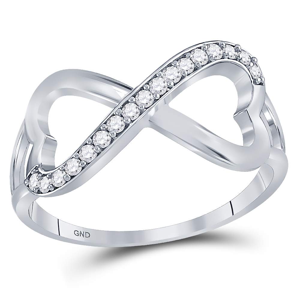 Sterling Silver Round Diamond White Infinity Weave Heart Women's Band Ring 1/6 Cttw - Splendid Jewellery