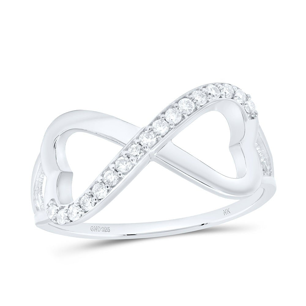 Sterling Silver Round Diamond White Infinity Weave Heart Women's Band Ring 1/6 Cttw - Splendid Jewellery