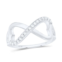 Load image into Gallery viewer, Sterling Silver Round Diamond White Infinity Weave Heart Women's Band Ring 1/6 Cttw - Splendid Jewellery