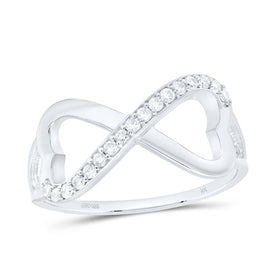 Sterling Silver Round Diamond White Infinity Weave Heart Women's Band Ring 1/6 Cttw - Splendid Jewellery
