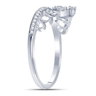 Sterling Silver Round Diamond Women's Crown Tiara Heart Ring 1/6 Cttw - Splendid Jewellery
