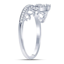 Load image into Gallery viewer, Sterling Silver Round Diamond Women's Crown Tiara Heart Ring 1/6 Cttw - Splendid Jewellery