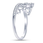 Sterling Silver Round Diamond Women's Crown Tiara Heart Ring 1/6 Cttw - Splendid Jewellery