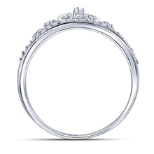 Load image into Gallery viewer, Sterling Silver Round Diamond Women's Crown Tiara Heart Ring 1/6 Cttw - Splendid Jewellery