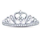 Sterling Silver Round Diamond Women's Crown Tiara Heart Ring 1/6 Cttw - Splendid Jewellery