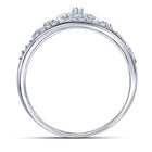 Sterling Silver Round Diamond Women's Crown Tiara Heart Ring 1/6 Cttw - Splendid Jewellery