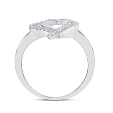 Load image into Gallery viewer, Sterling Silver Round Diamond Women's Double Joined Heartss Love Ring 1/6 Cttw - Splendid Jewellery