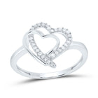 Sterling Silver Round Diamond Women's Double Joined Heartss Love Ring 1/6 Cttw - Splendid Jewellery