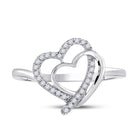 Sterling Silver Round Diamond Women's Double Joined Heartss Love Ring 1/6 Cttw - Splendid Jewellery