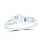 Sterling Silver Round Lab Created Aquamarine Heart Ring 1/20 Cttw - Splendid Jewellery