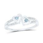 Sterling Silver Round Lab Created Aquamarine Heart Ring 1/20 Cttw - Splendid Jewellery