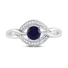 Load image into Gallery viewer, Sterling Silver Round Lab Created Blue Sapphire Solitaire Ring 1/10 Cttw - Splendid Jewellery