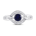 Sterling Silver Round Lab Created Blue Sapphire Solitaire Ring 1/10 Cttw - Splendid Jewellery