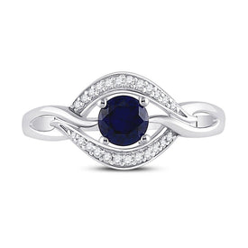 Sterling Silver Round Lab Created Blue Sapphire Solitaire Ring 1/10 Cttw - Splendid Jewellery