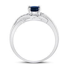 Load image into Gallery viewer, Sterling Silver Round Lab Created Blue Sapphire Solitaire Ring 1/10 Cttw - Splendid Jewellery