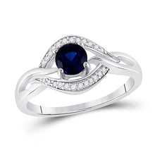 Load image into Gallery viewer, Sterling Silver Round Lab Created Blue Sapphire Solitaire Ring 1/10 Cttw - Splendid Jewellery