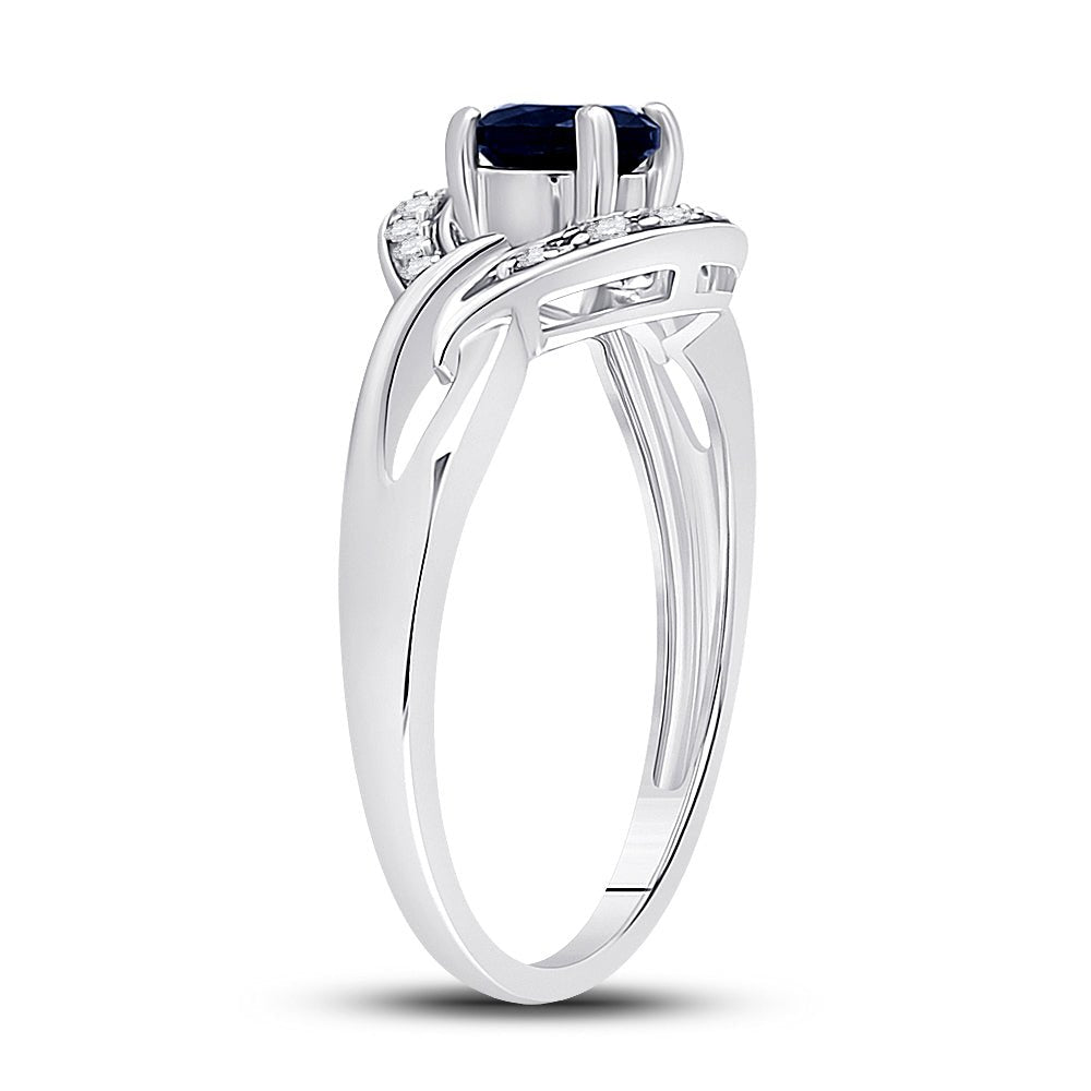 Sterling Silver Round Lab Created Blue Sapphire Solitaire Ring 1/10 Cttw - Splendid Jewellery