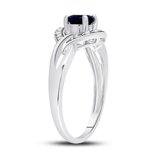 Load image into Gallery viewer, Sterling Silver Round Lab Created Blue Sapphire Solitaire Ring 1/10 Cttw - Splendid Jewellery