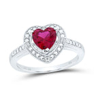Sterling Silver Round Lab Created Ruby Heart Ring 0.03 Cttw - Splendid Jewellery
