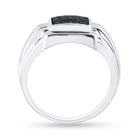 Sterling Silver Round Mens Blue Color Enhanced Cluster Ring 1/4 Cttw - Splendid Jewellery