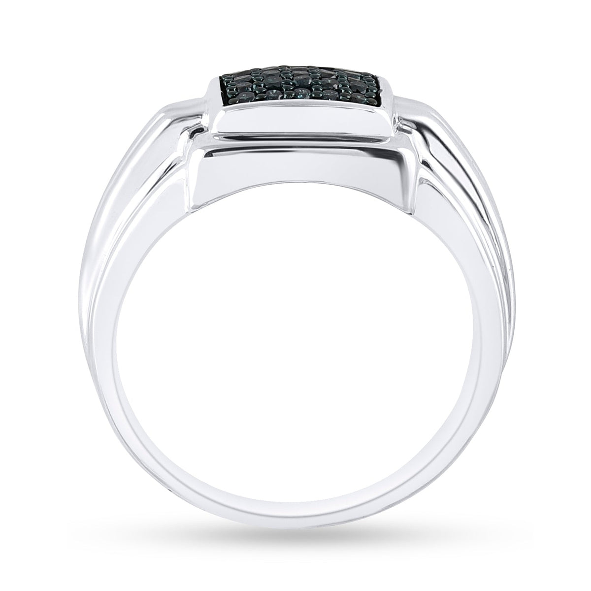 Sterling Silver Round Mens Blue Color Enhanced Cluster Ring 1/4 Cttw - Splendid Jewellery