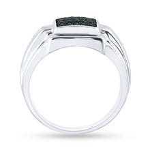 Load image into Gallery viewer, Sterling Silver Round Mens Blue Color Enhanced Cluster Ring 1/4 Cttw - Splendid Jewellery