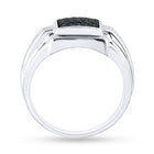 Sterling Silver Round Mens Blue Color Enhanced Cluster Ring 1/4 Cttw - Splendid Jewellery