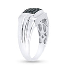 Sterling Silver Round Mens Blue Color Enhanced Cluster Ring 1/4 Cttw - Splendid Jewellery