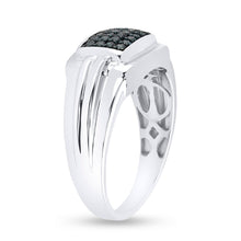 Load image into Gallery viewer, Sterling Silver Round Mens Blue Color Enhanced Cluster Ring 1/4 Cttw - Splendid Jewellery