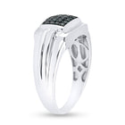 Sterling Silver Round Mens Blue Color Enhanced Cluster Ring 1/4 Cttw - Splendid Jewellery
