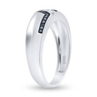 Sterling Silver Round Men's Blue Color Enhanced Wedding Band 1/5 Cttw - Splendid Jewellery