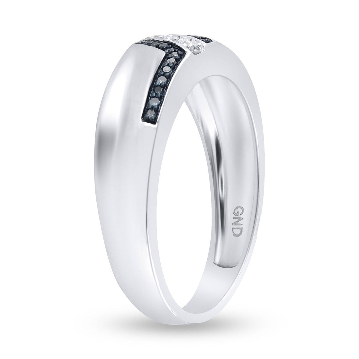 Sterling Silver Round Men's Blue Color Enhanced Wedding Band 1/5 Cttw - Splendid Jewellery