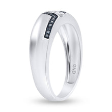 Load image into Gallery viewer, Sterling Silver Round Men's Blue Color Enhanced Wedding Band 1/5 Cttw - Splendid Jewellery
