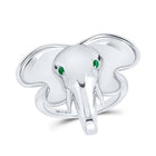 Sterling Silver Round Natural Emerald Gemstone Elephant Ring 0.03 Cttw - Splendid Jewellery