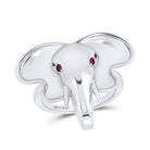 Sterling Silver Round Natural Ruby Gemstone Elephant Ring 0.03 Cttw - Splendid Jewellery