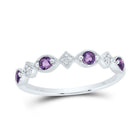 Sterling Silver Round Synthetic Amethyst Gemstone Ring 0.03 Cttw - Splendid Jewellery